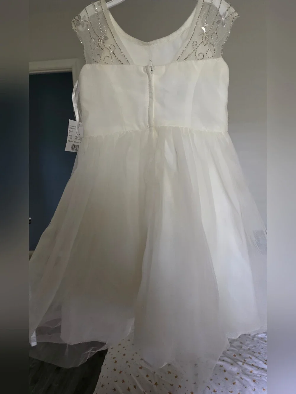 Beaded Bodice Cap Tulle Flower Girl Dress - Picture 4 of 5